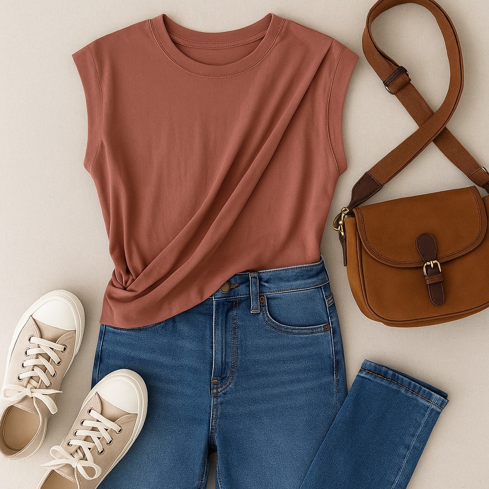 Asymmetrical Drape Muscle Tee - Picture 8 of 8